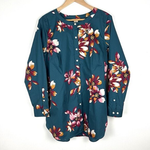 Duluth Trading Wrinkle fighter No Gaping Tunic M Pockets Floral Resort Boho - Picture 1 of 10